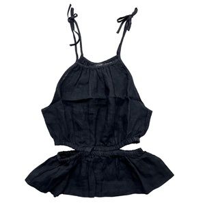 J. Crew Cutout Linen Tank Top Black Small